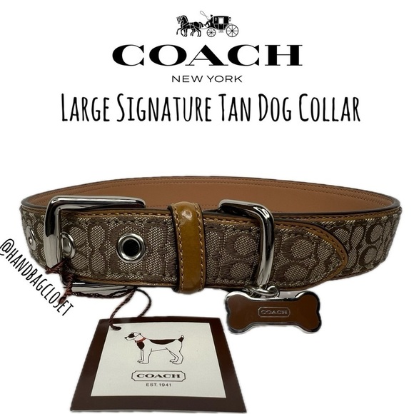 Coach Signature Leather Vintage Light Brown Tan Size Large 17-21” Dog Collar - Picture 1 of 16